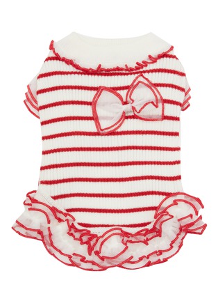 Main View - Click To Enlarge - KALINA - Large Stripe Rib Knit Dress — Red