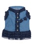 Main View - Click To Enlarge - KALINA - Large Lace Trim Embroidered Denim Dog Dress — Blue