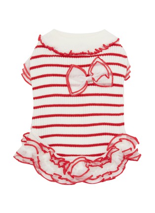 Main View - Click To Enlarge - KALINA - Medium Stripe Rib Knit Dress — Red