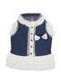 Main View - Click To Enlarge - KALINA - Medium Lace Trim Embroidered Denim Dog Dress — White