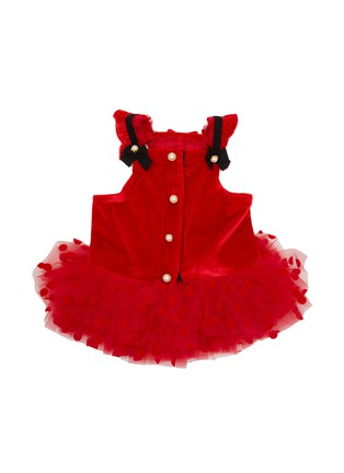 Main View - Click To Enlarge - KALINA - Medium Polka Dot Tutu Velvet Dog Dress — Red