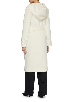 Back View - Click To Enlarge - SENTALER - Hooded Bouclé Wool Long Coat