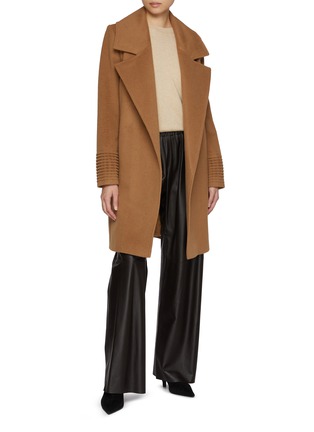 Figure View - Click To Enlarge - SENTALER - Notch Collar Wool Mid Length Coat