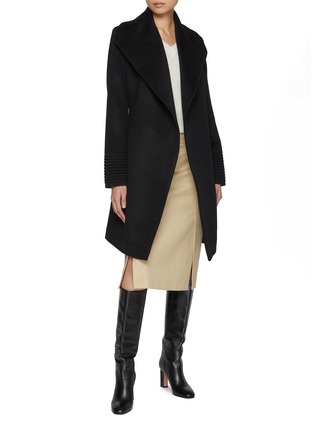 Figure View - Click To Enlarge - SENTALER - Shawl Collar Wool Mid Length Coat