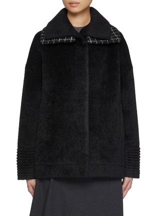 Main View - Click To Enlarge - SENTALER - Double Collar Bouclé Wool Bomber Jacket