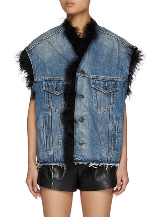 Main View - Click To Enlarge - R13 - Faux Fur Trimmed Denim Trucker Vest