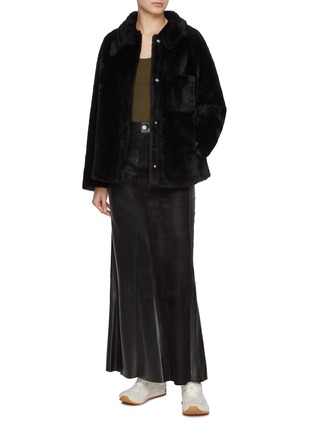 Figure View - Click To Enlarge - YVES SALOMON - Pocket Shearling Overshirt