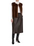 Figure View - Click To Enlarge - YVES SALOMON - Drawstring Leather Midi Skirt