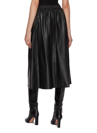 Back View - Click To Enlarge - YVES SALOMON - Tie Waist Leather Midi Skirt