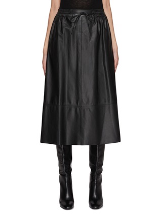 Main View - Click To Enlarge - YVES SALOMON - Tie Waist Leather Midi Skirt