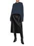 Figure View - Click To Enlarge - YVES SALOMON - Tie Waist Leather Midi Skirt