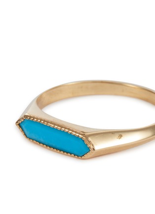 Detail View - Click To Enlarge - MÉTIER BY TOMFOOLERY - Astra Hexa Turquoise 14K Gold Pinky Ring