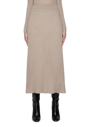 Main View - Click To Enlarge - ARCH4 - Nillie Pleated Cashmere Midi Skirt