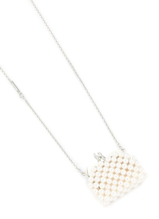 Detail View - Click To Enlarge - SSIL - Rhodium Plated Brass Micro Pearl Bag Necklace