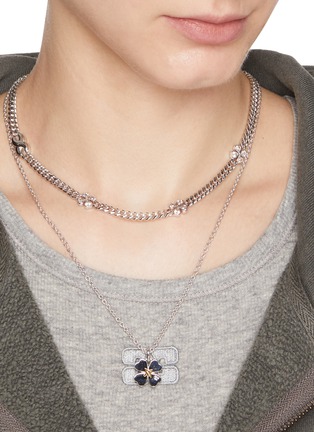 Figure View - Click To Enlarge - SSIL - Rhodium Plated 925 Silver Clover Necklace