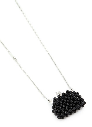 Detail View - Click To Enlarge - SSIL - Rhodium Plated Brass Micro Onyx Bag Necklace