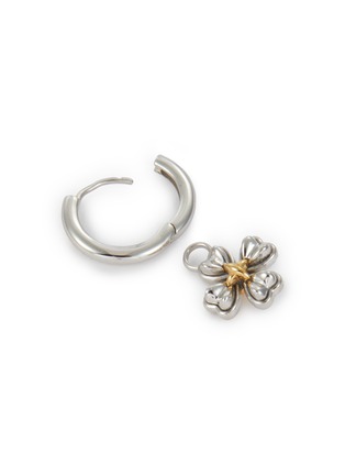 Detail View - Click To Enlarge - SSIL - Rhodium Plated Brass Gold Plated Brass Clover Hoop Earrings