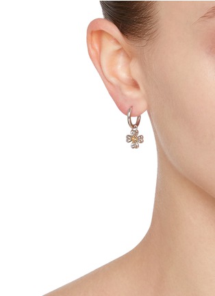 Figure View - Click To Enlarge - SSIL - Rhodium Plated Brass Gold Plated Brass Clover Hoop Earrings