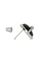 Detail View - Click To Enlarge - SSIL - Rhodium Plated Brass 925 Silver Black Stone Heart Stud Earrings