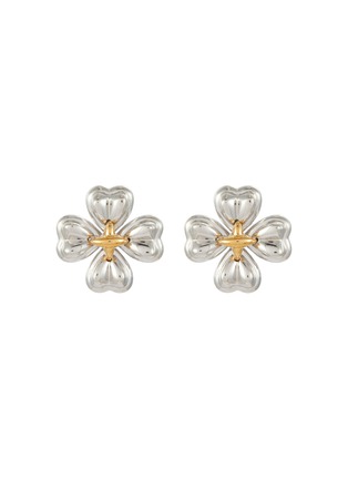 Main View - Click To Enlarge - SSIL - Rhodium Plated Brass 925 Silver Gold Plated Clover Earrings