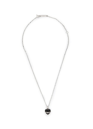 Main View - Click To Enlarge - SSIL - Rhodium Plated 925 Silver Black Stone Heart Pendant Necklace