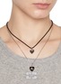 Figure View - Click To Enlarge - SSIL - Rhodium Plated 925 Silver Black Stone Heart Pendant Necklace