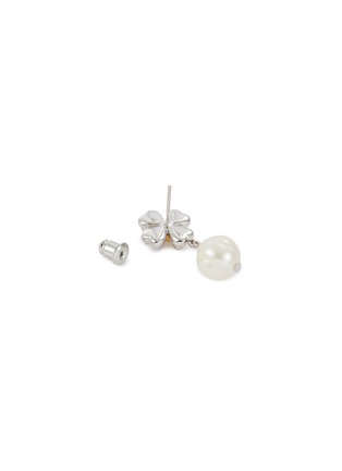 Detail View - Click To Enlarge - SSIL - Rhodium Plated Brass 925 Silver Gold Plated Brass Clover Pearl Earrings