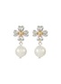 Main View - Click To Enlarge - SSIL - Rhodium Plated Brass 925 Silver Gold Plated Brass Clover Pearl Earrings