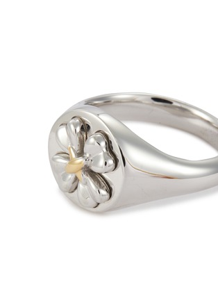 Detail View - Click To Enlarge - SSIL - Rhodium Plated 925 Silver Gold Plated 925 Silver Coin Clover Ring