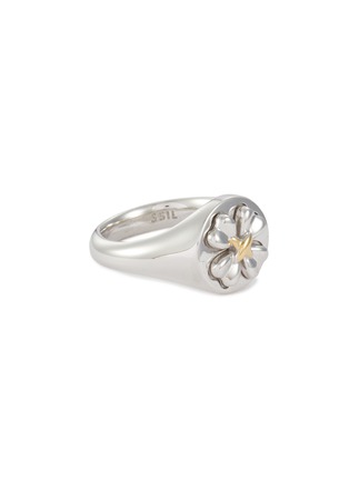 Main View - Click To Enlarge - SSIL - Rhodium Plated 925 Silver Gold Plated 925 Silver Coin Clover Ring