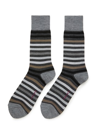 Main View - Click To Enlarge - FALKE - Tinted Stripe Cotton Blend Crew Socks