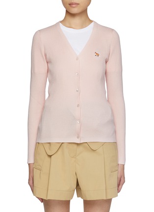 Main View - Click To Enlarge - MAISON KITSUNÉ - Baby Fox Patcch Wool Cotton Cardigan