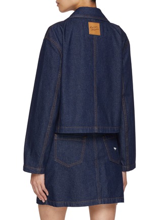 Back View - Click To Enlarge - MAISON KITSUNÉ - Cropped Dark Wash Denim Jacket