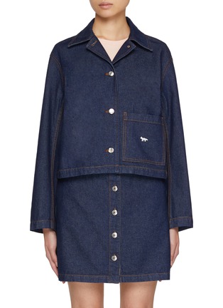 Main View - Click To Enlarge - MAISON KITSUNÉ - Cropped Dark Wash Denim Jacket