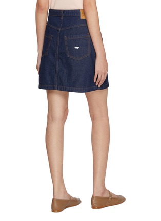 Back View - Click To Enlarge - MAISON KITSUNÉ - Buttoned Dark Wash Denim Mini Skirt