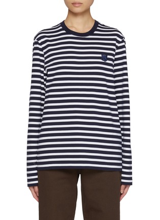 Main View - Click To Enlarge - MAISON KITSUNÉ - Bold Fox Head Patch Marine Cotton T-Shirt