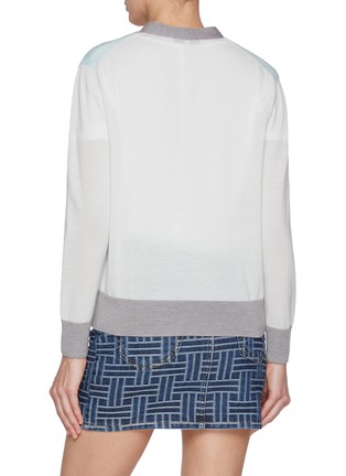 Back View - Click To Enlarge - MAISON KITSUNÉ - Colour Block Wool Cardigan