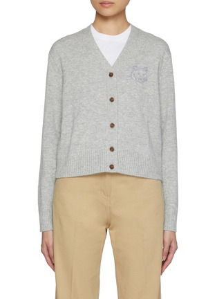 Main View - Click To Enlarge - MAISON KITSUNÉ - Bold Fox Head Embroidered Cropped Wool Cashmere Cardigan