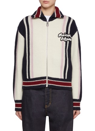 Main View - Click To Enlarge - MAISON KITSUNÉ - Zipped Intarsia Knit College Blouson