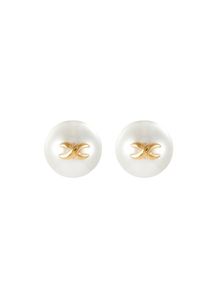 Main View - Click To Enlarge - SSIL - Gold Plated Brass Logo Pearl Earrings