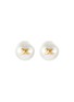 Main View - Click To Enlarge - SSIL - Gold Plated Brass Logo Pearl Earrings