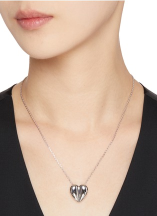 Figure View - Click To Enlarge - SSIL - Rhodium Plated Brass Volume Heart Necklace