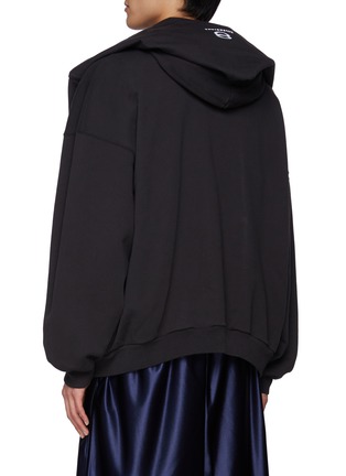 Back View - Click To Enlarge - BALENCIAGA - Draped Zip Up Cotton Hoodie