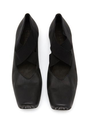 Detail View - Click To Enlarge - UMA WANG - Crisscross Elastic Band Leather Ballerina Flats