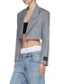 Detail View - Click To Enlarge - ALEXANDERWANG - Pre-styled Cropped Blazer With Poplin Dickie