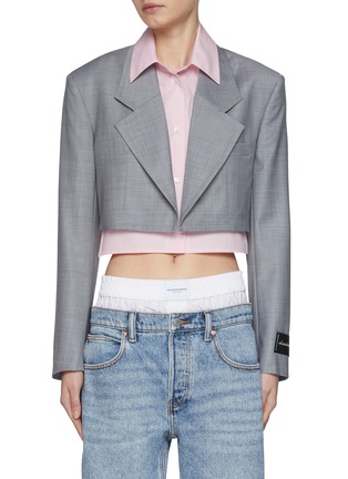 Main View - Click To Enlarge - ALEXANDERWANG - Pre-styled Cropped Blazer With Poplin Dickie