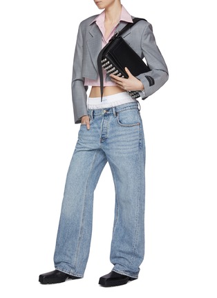 Figure View - Click To Enlarge - ALEXANDERWANG - Pre-styled Cropped Blazer With Poplin Dickie