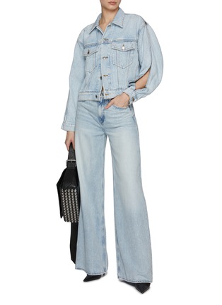 Figure View - Click To Enlarge - ALEXANDERWANG - Zipped Sleeve Light Washed Trucker Jacket