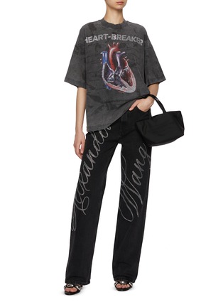 Figure View - Click To Enlarge - ALEXANDERWANG - Hotfix Cursive Logo Denim Jeans