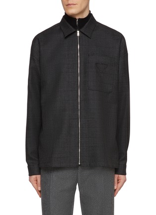 Main View - Click To Enlarge - PRADA - Prince Of Wales Logo Virgin Wool Overshirt